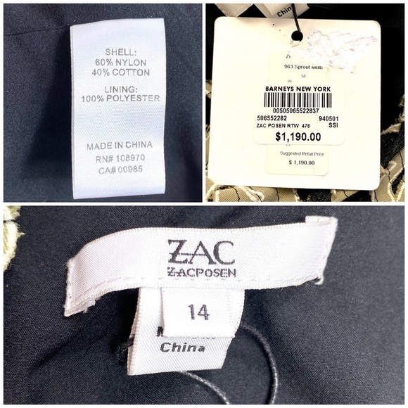 Zac Zac Posen Mika Floral-Appliquéd Gown Dress New - Picture 6 of 11